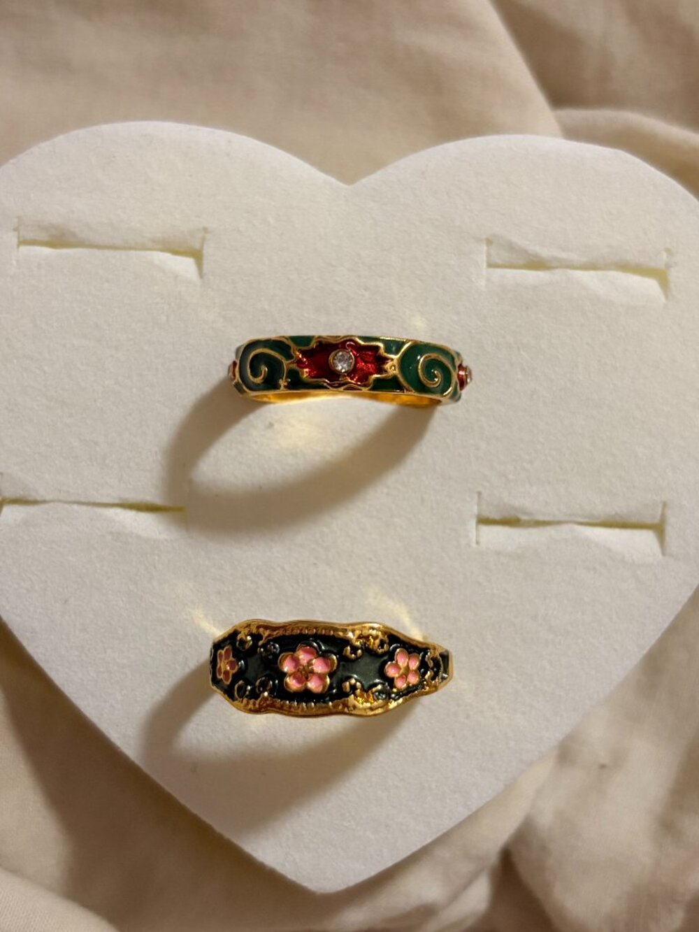 Free People Ornate Enamel Band Statement Ring Set